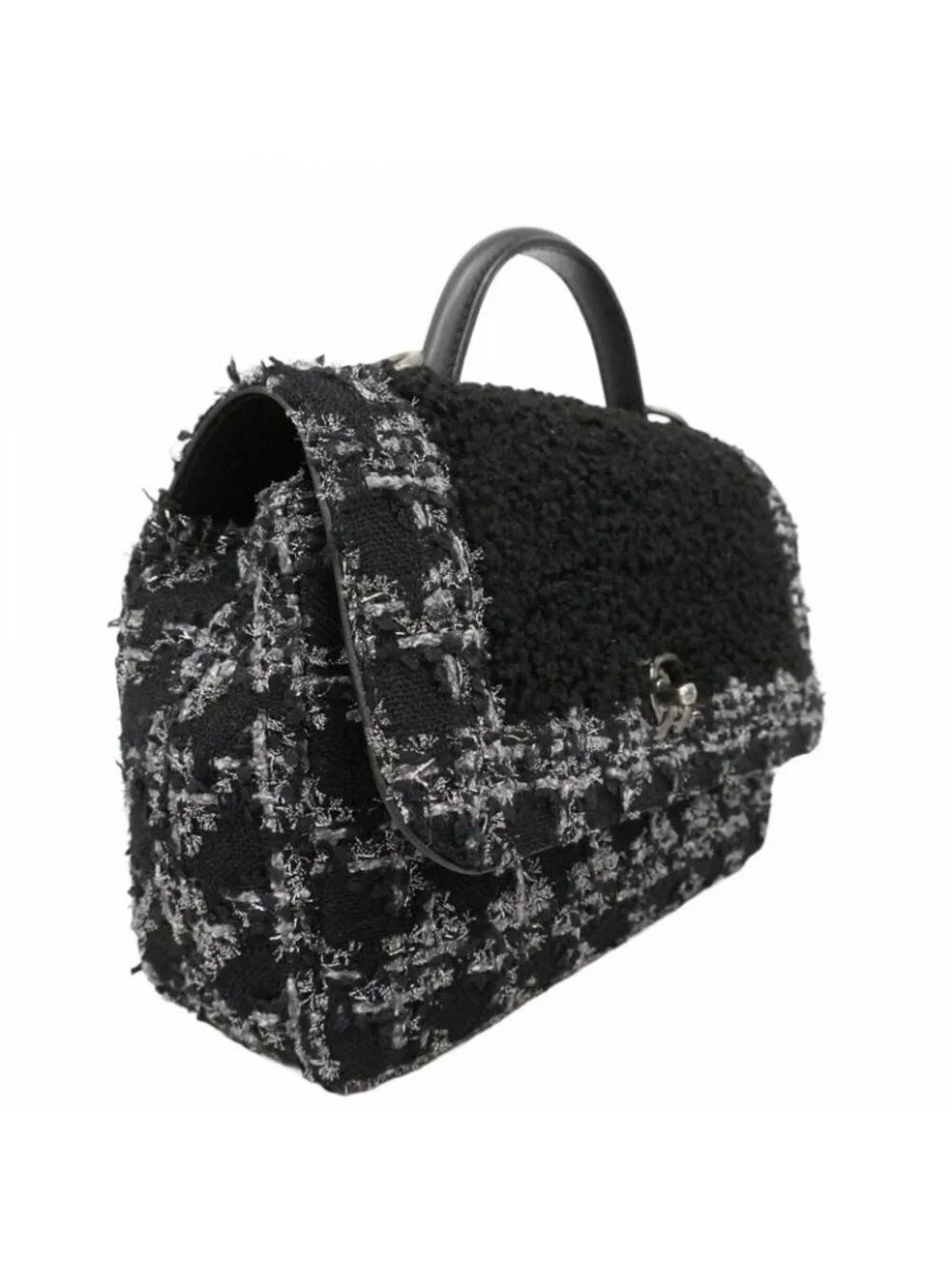 Chanel Handbag Black Gray Silver 2-Way Bag - Picture 2 of 10